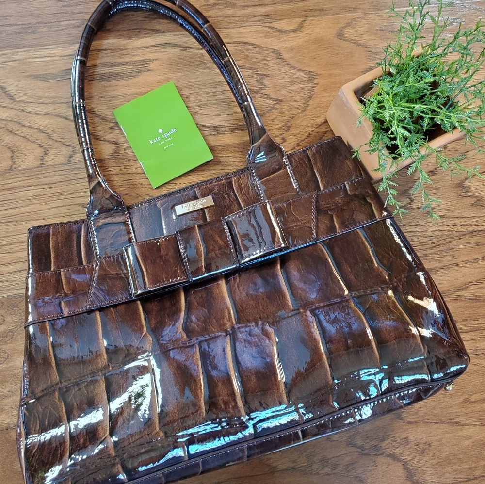 Kate Spade Elena Crocodile Embossed Patent Leather